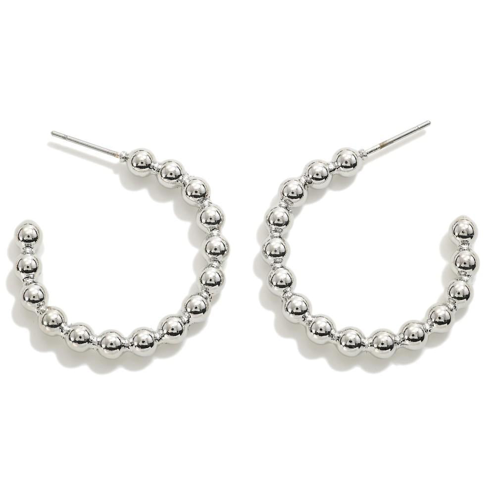 Silver Beaded Hoops