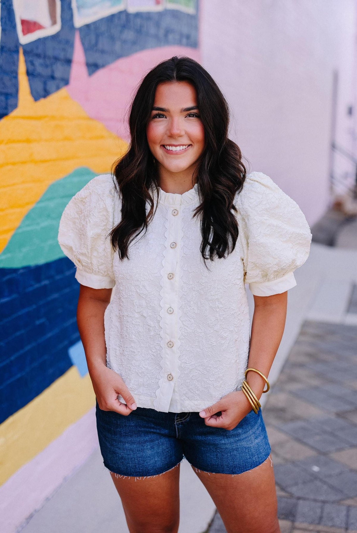 Cream Floral Top