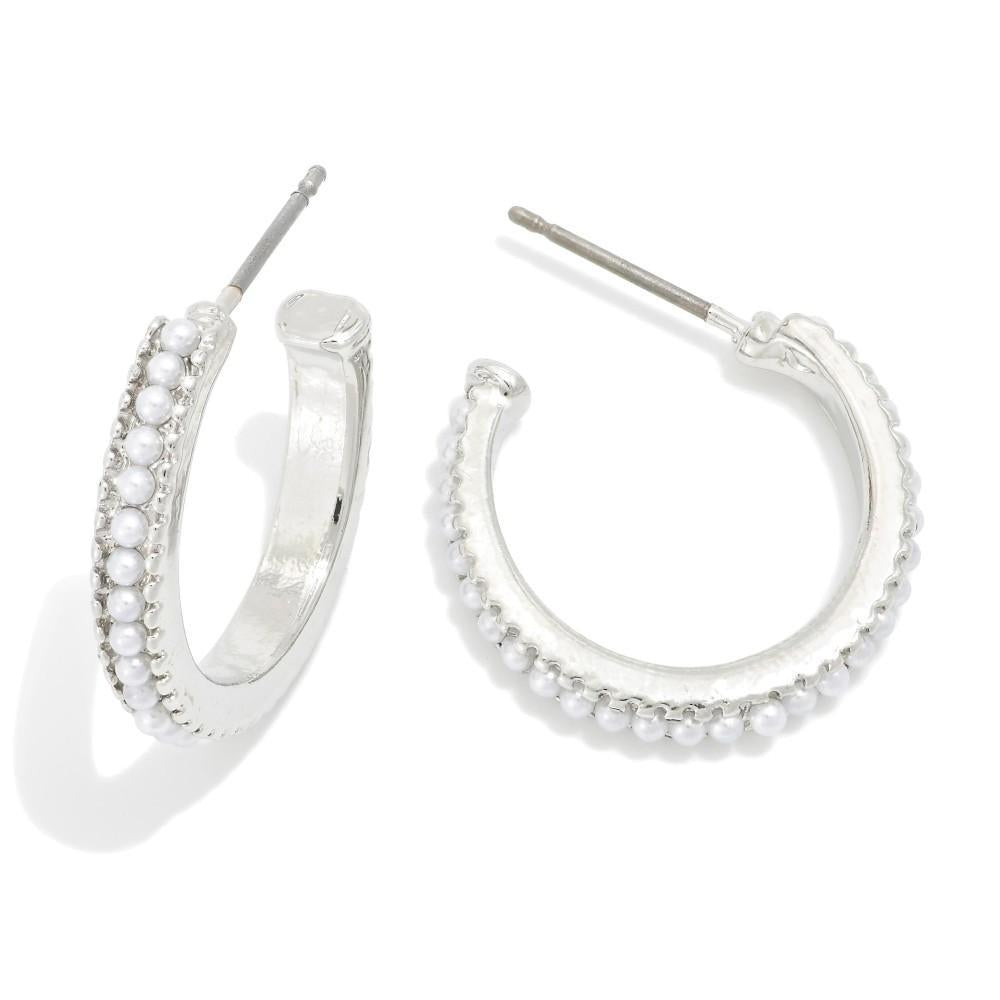 Tiny Pearl Accent Hoops