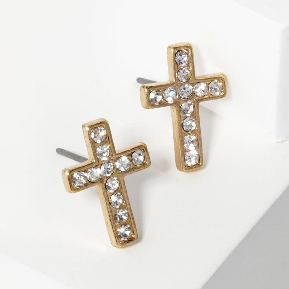 Rhinestone Cross Studs