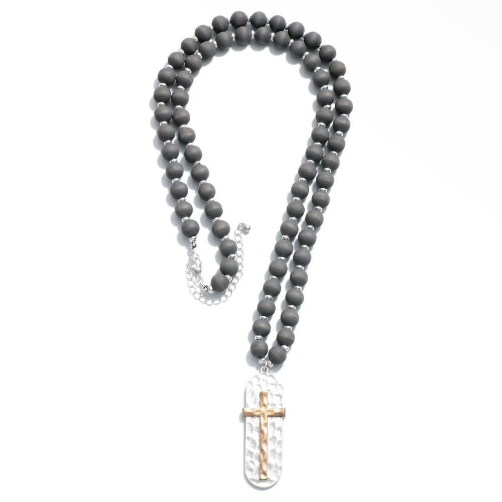 Grey Cross Necklace