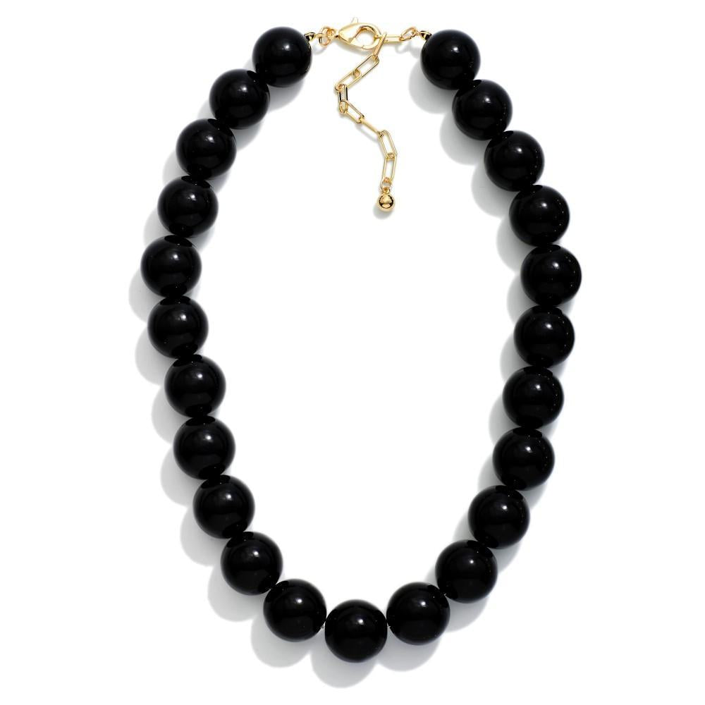 Chunky Black Beaded Necklace