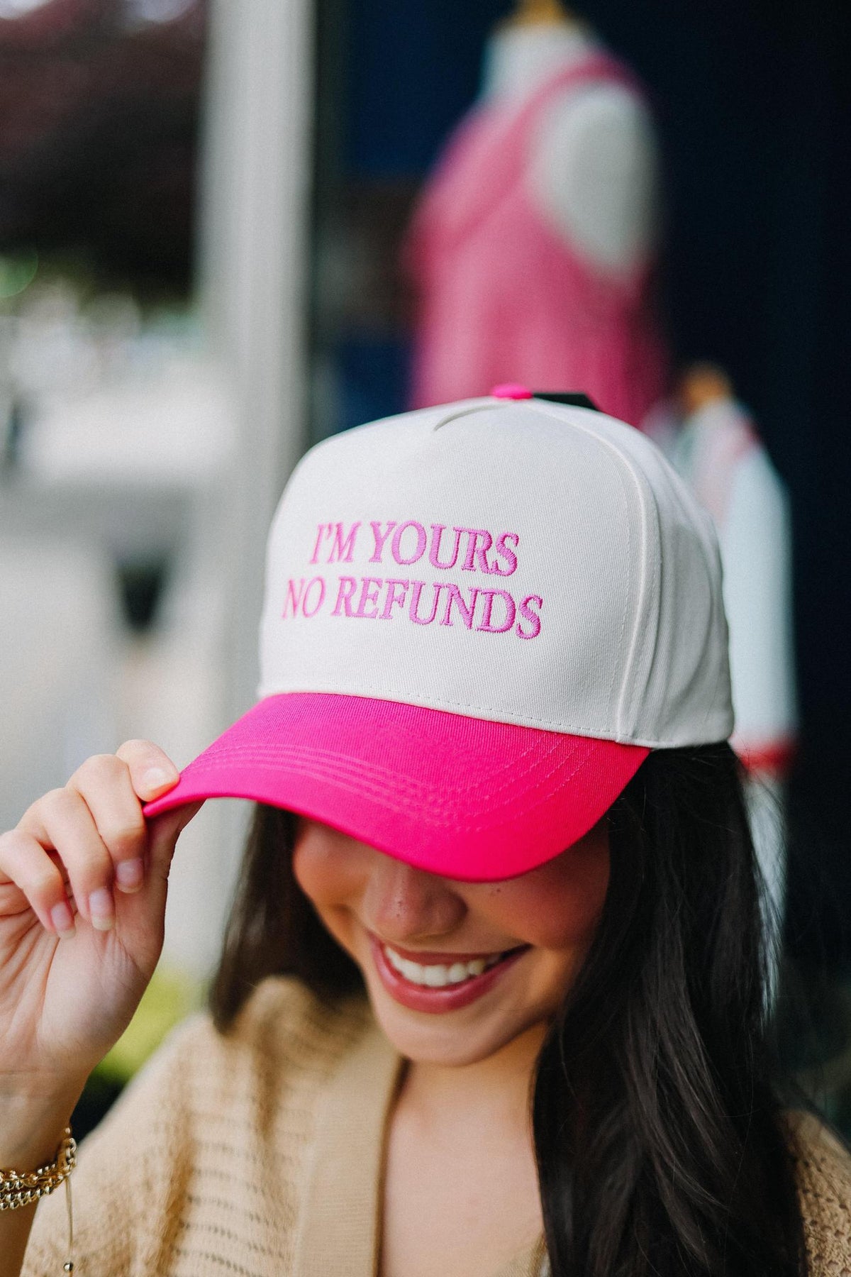 I'm Yours No Refunds Hat (Hot Pink)