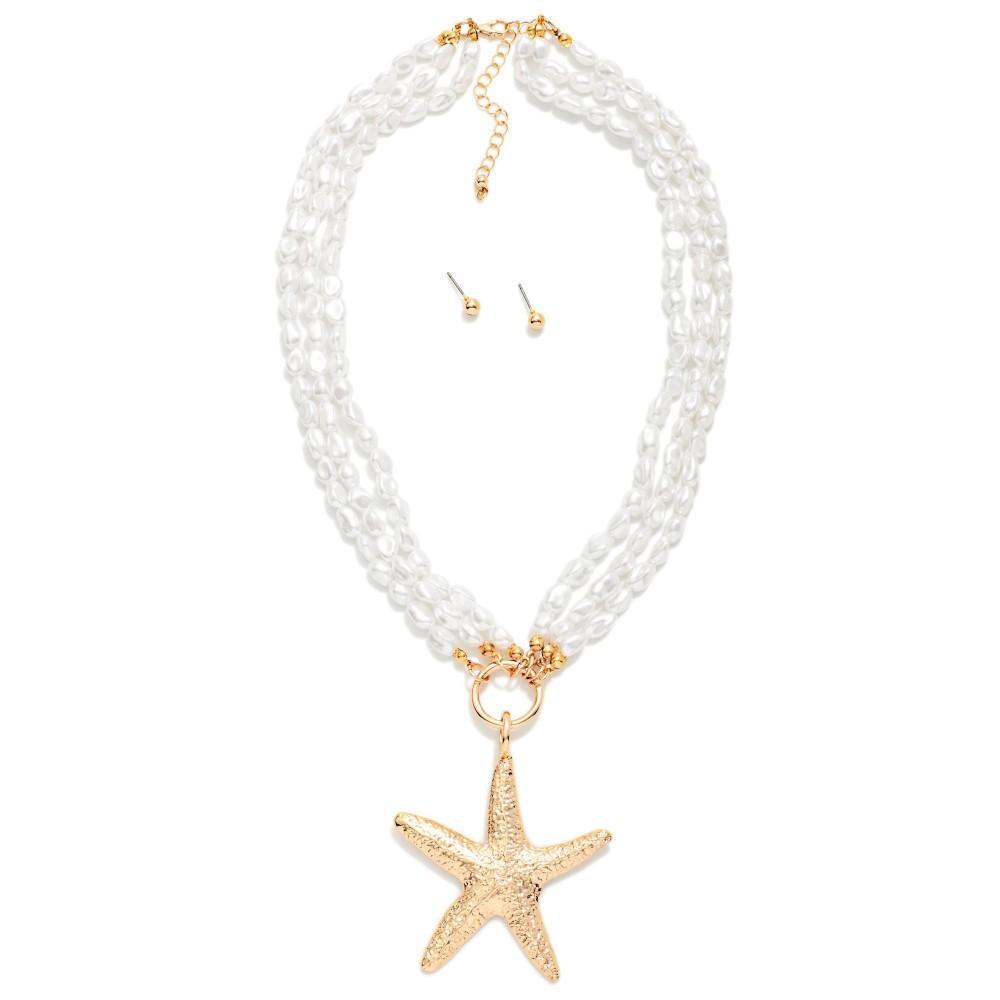 Layered Pearl Starfish Necklace