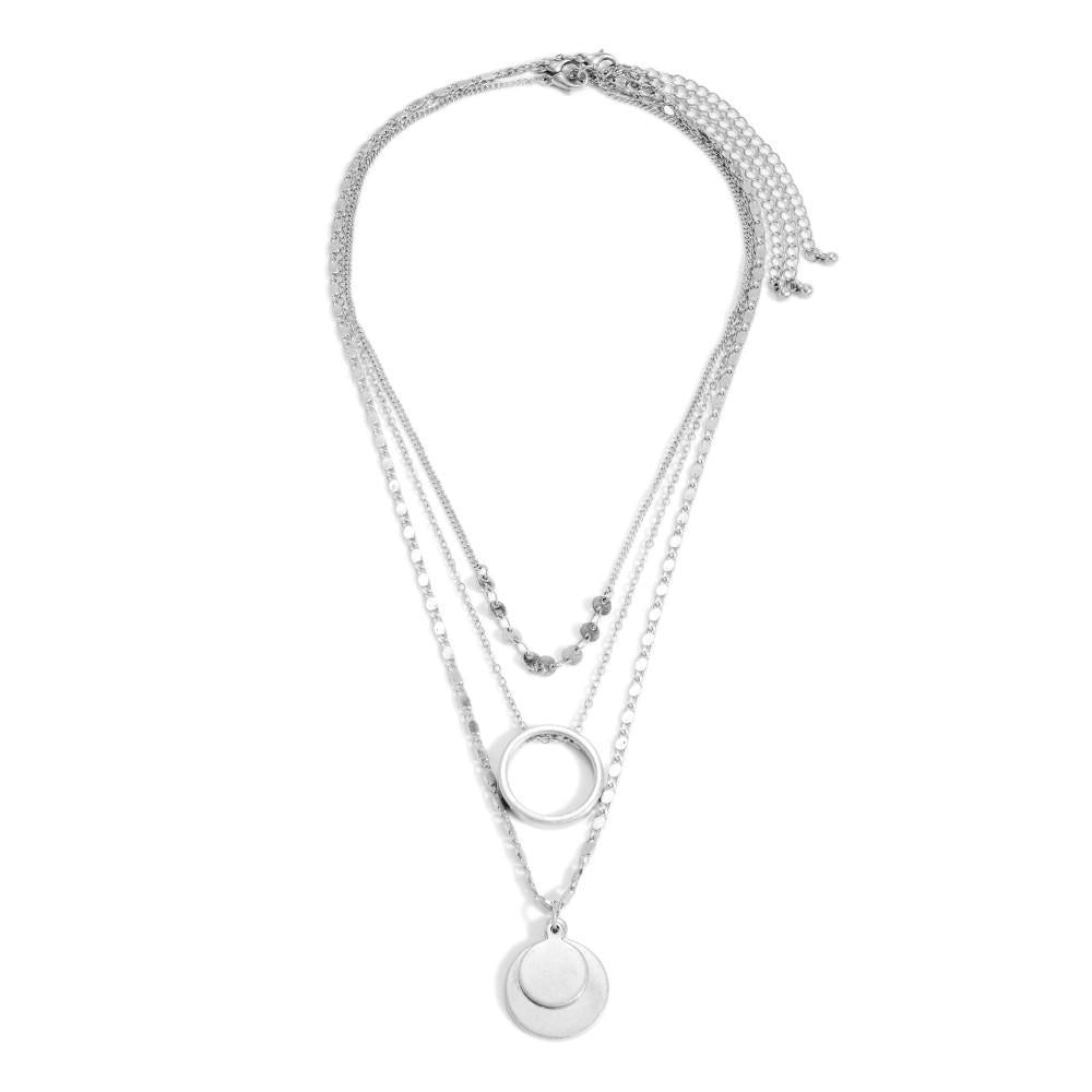 Graceful Layers Necklace- Silver