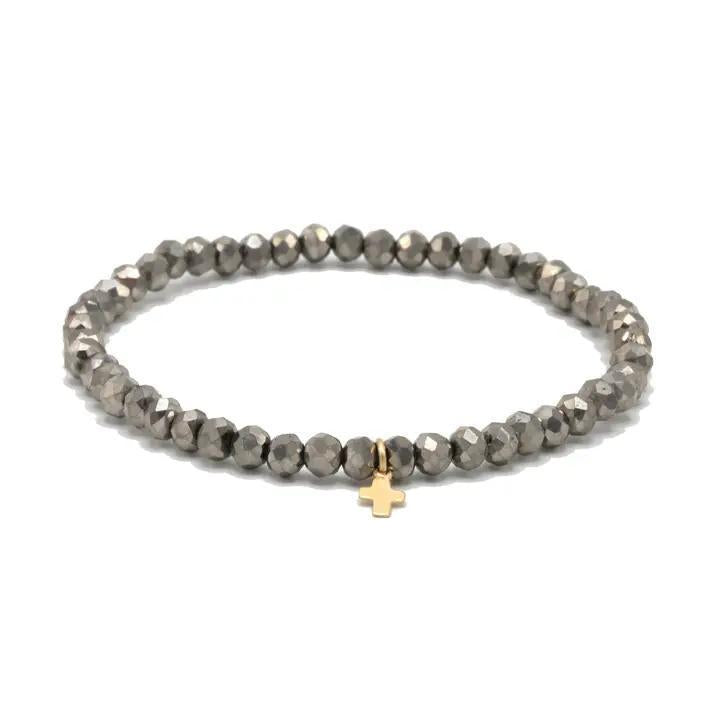 Luxe Cross Bracelet In Metallic Gray-7.0"