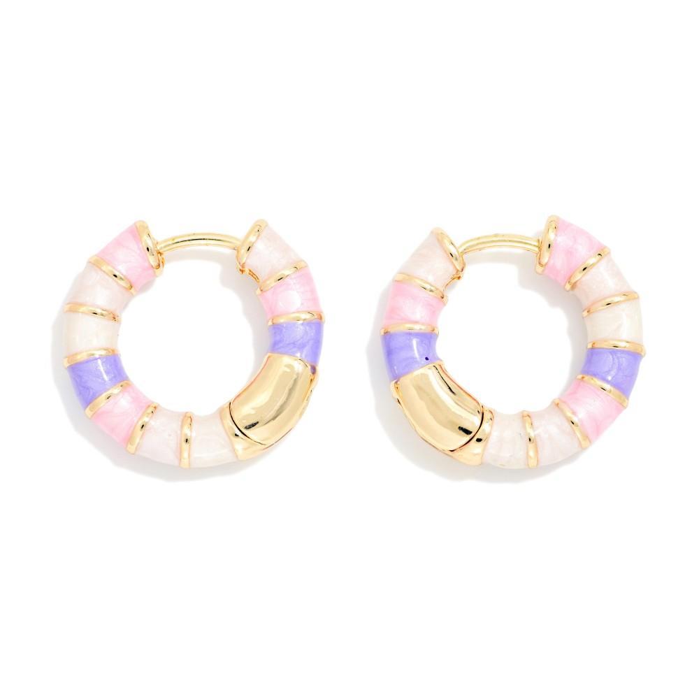 Pastel Striped Mini Hoops