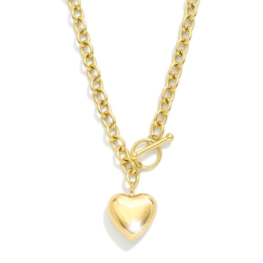 Heart Chain Link Necklace in Gold