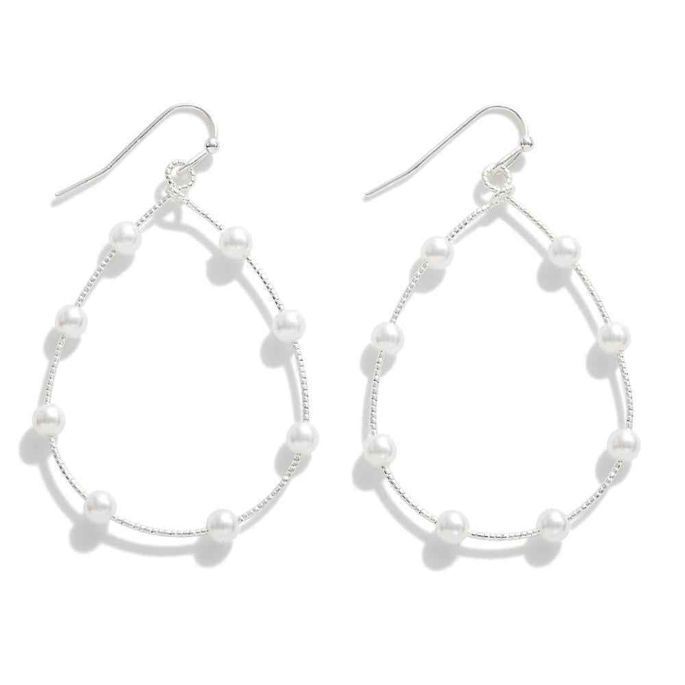 Silver Pearl Teardrop Earrings
