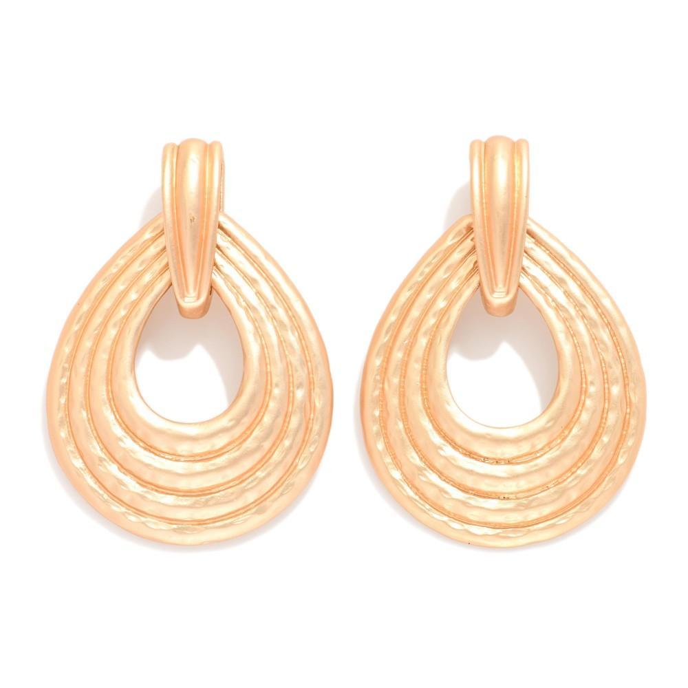 Gold Ripple Drop Earrings
