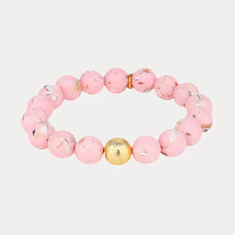 Blush Marble Beaded Bracelet by BuDhaGirl