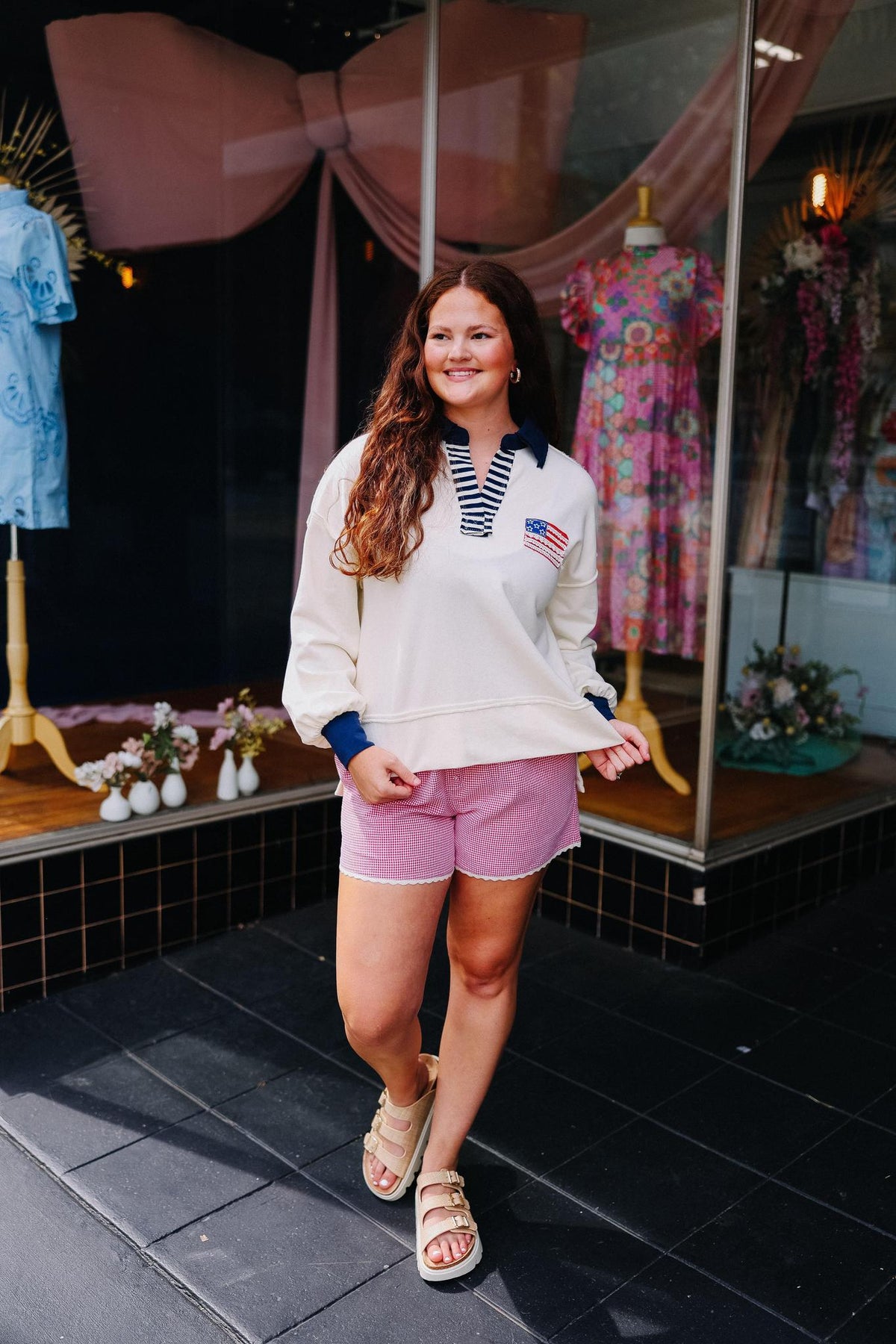 American Flag Polo Sweatshirt