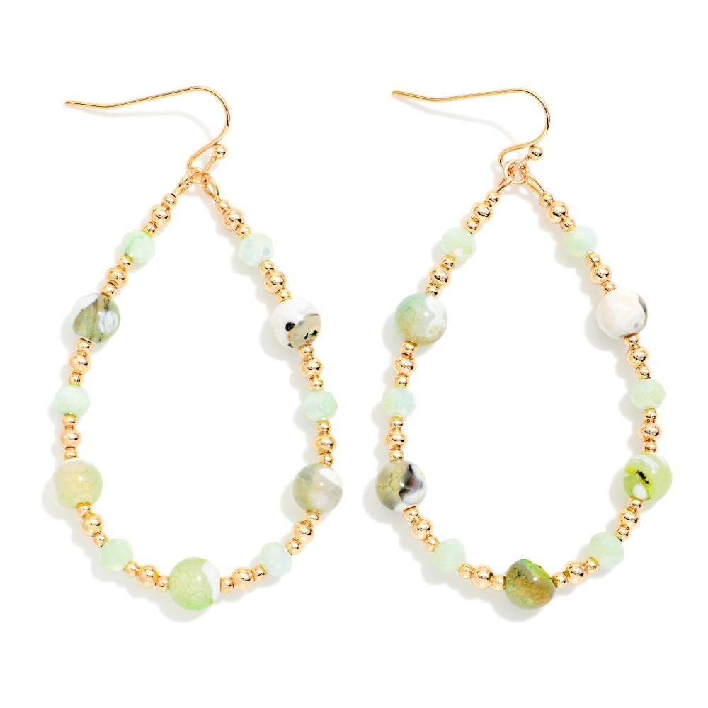 Green Marble & Gold Earrings