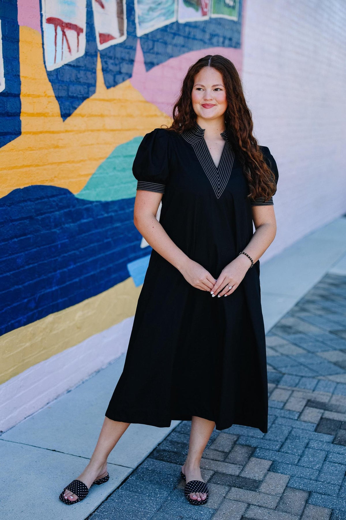Puff Sleeve Midi Dress