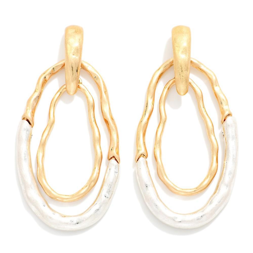 Two Tone Reverse Dangle Earrings