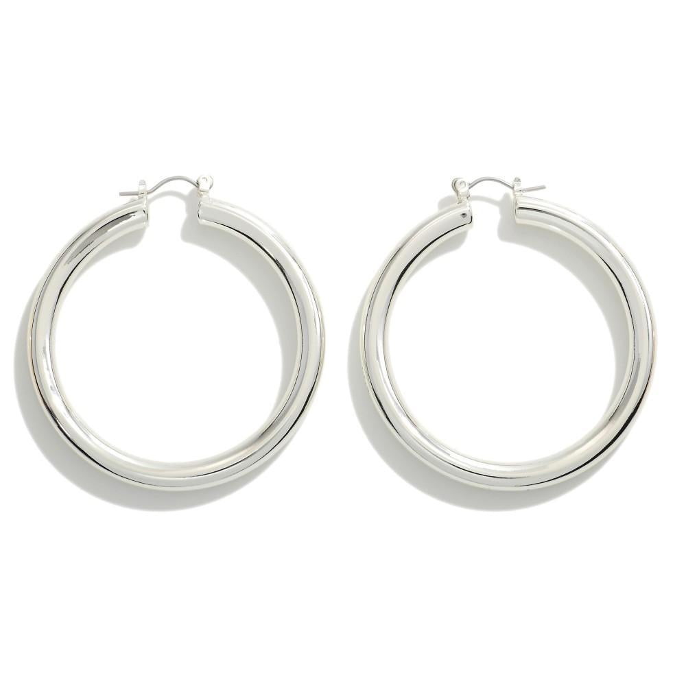 Chunky Silver Hollow Earrings