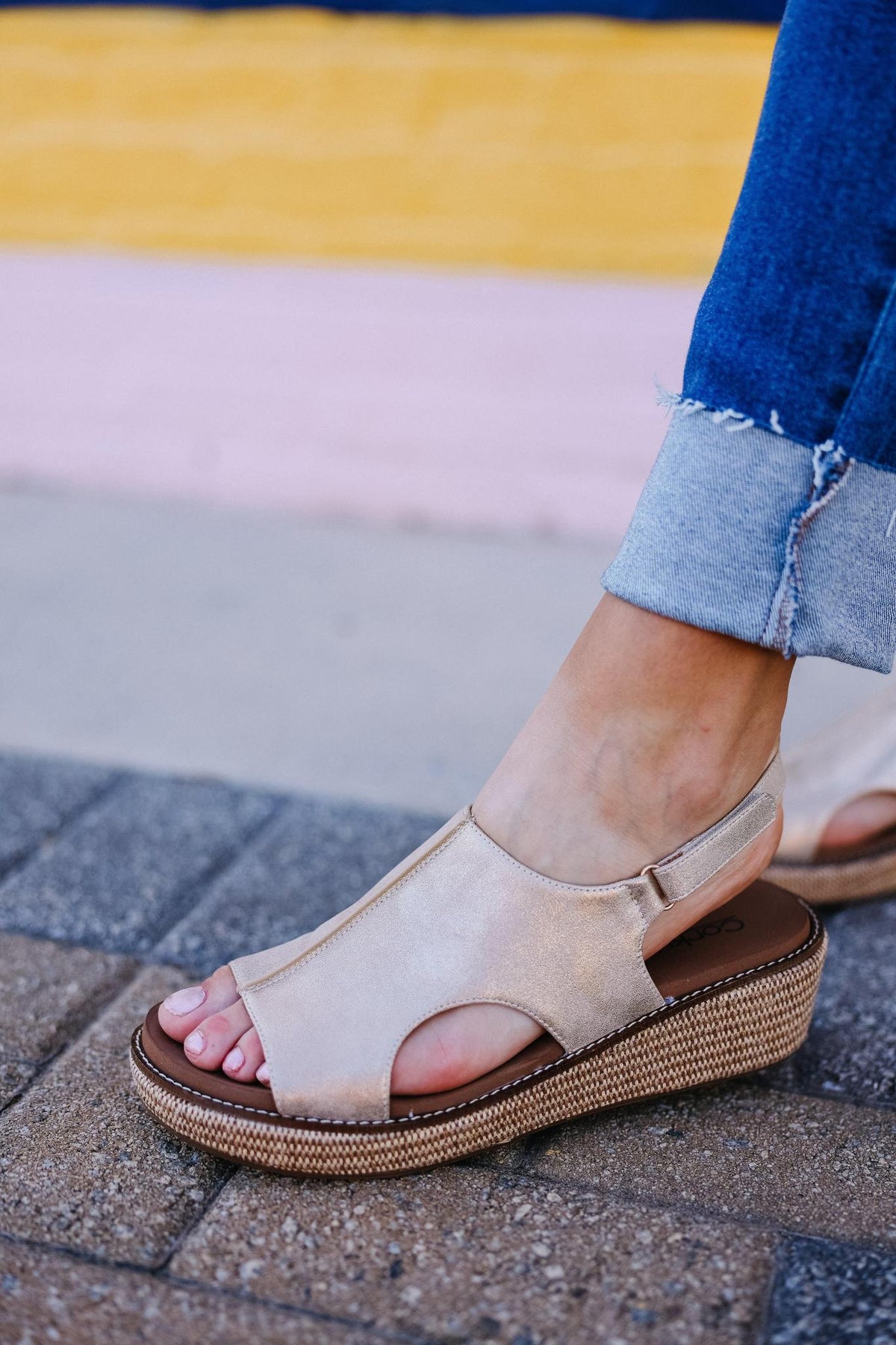 Corky's Washed Gold Platform Sandal