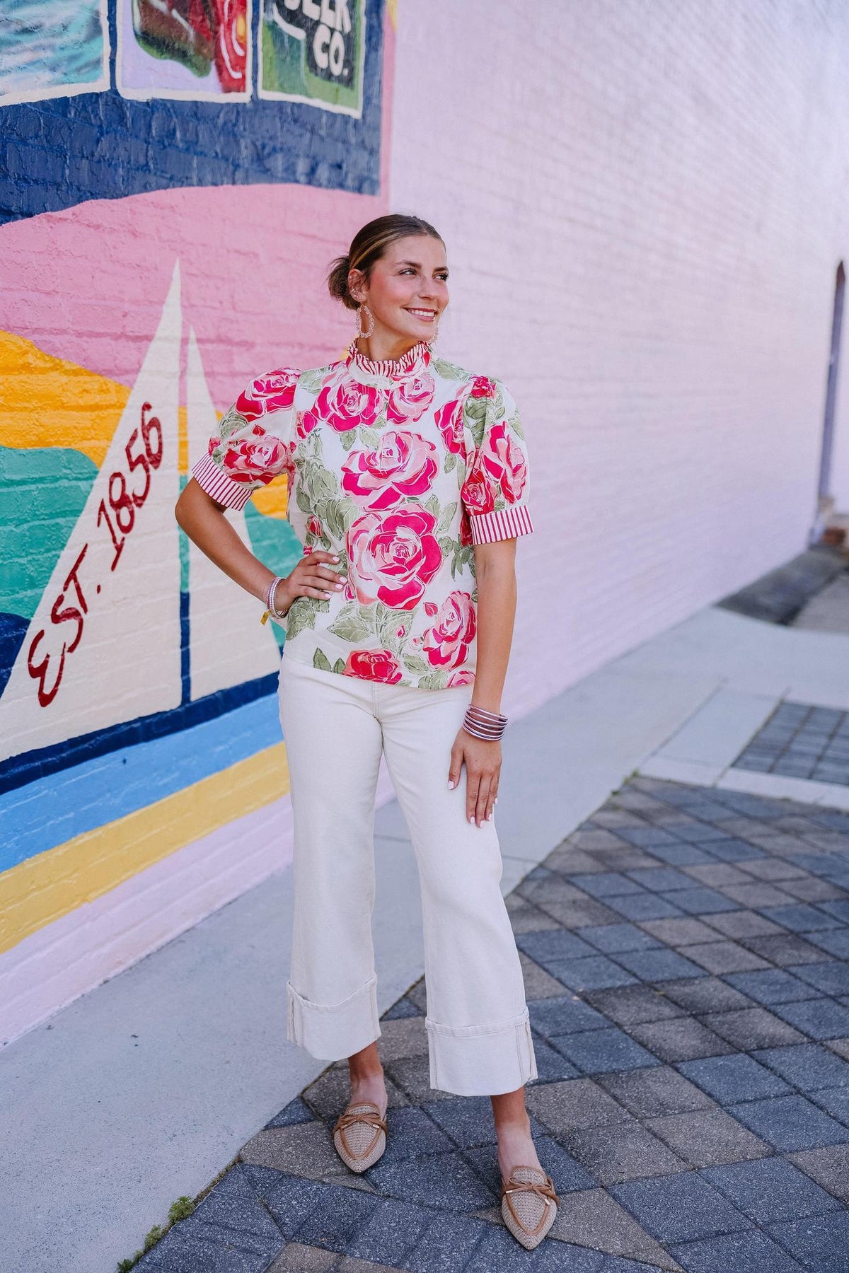 Fuchsia Floral Print Top