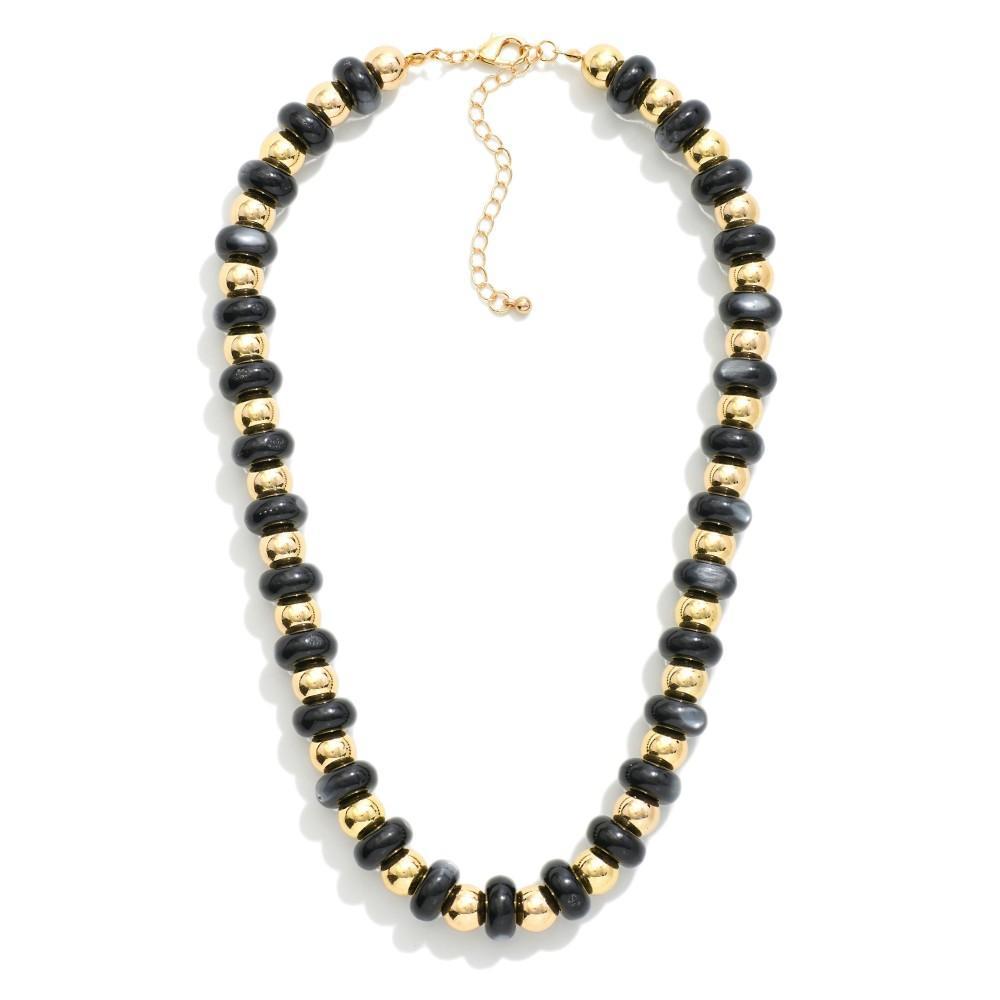 Black and Gold Candy Stone Beaded Necklace