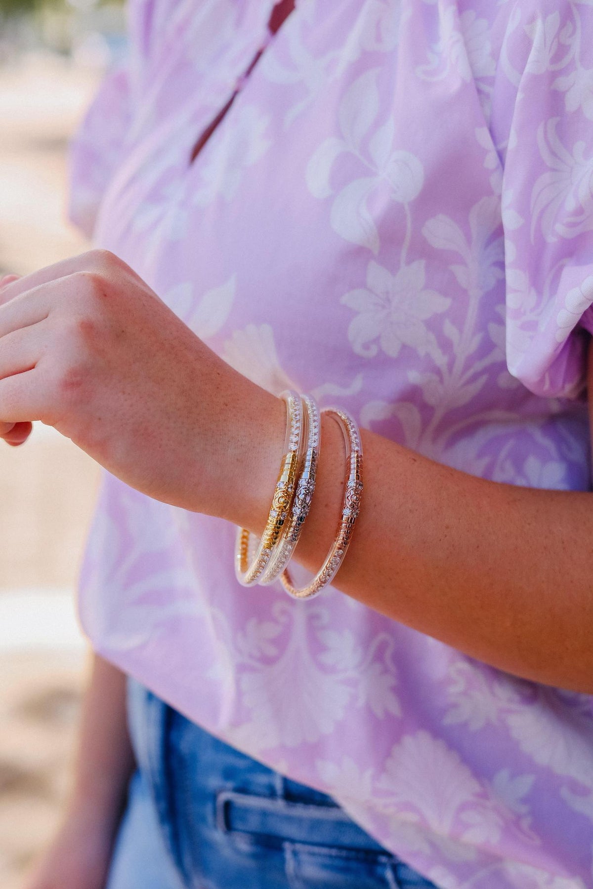 Clear Crystal Three Queens All Weather Bangles