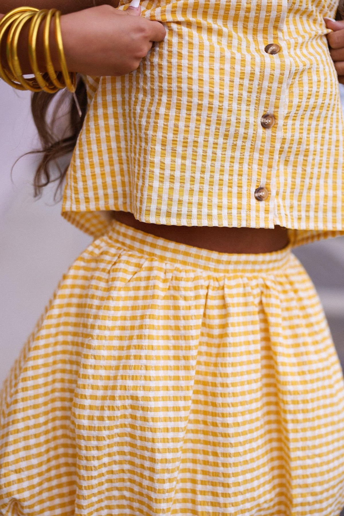 Yellow Gingham Skirt Set