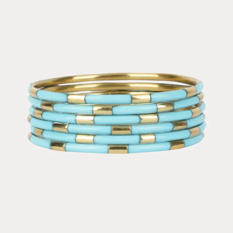 Turquoise Veda Bangles - Set of 6 By BuDha Girl