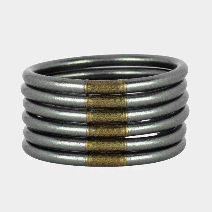 Graphite All Weather Bangles (Set of 6) - Serenity Prayer By BuDhaGirl