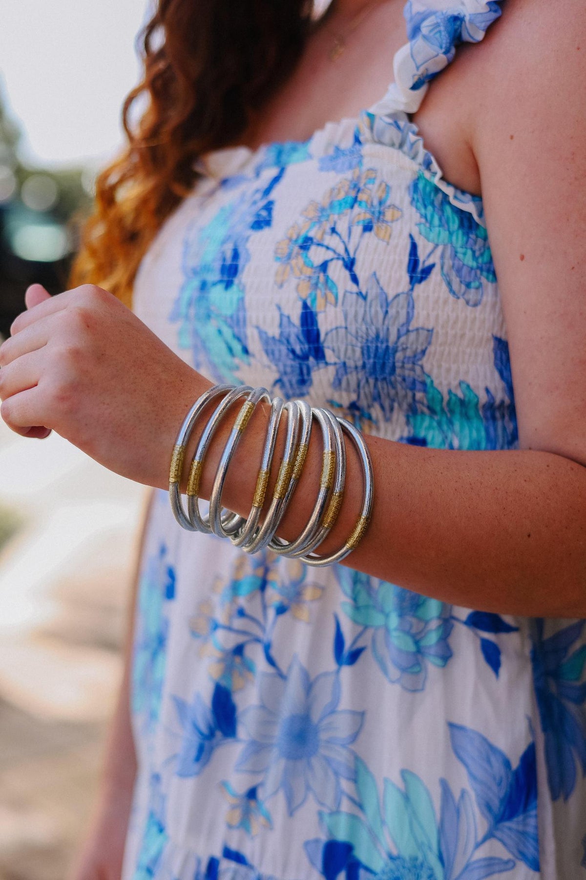 Silver All Weather Bangles (Set Of 9) - Serenity Prayer