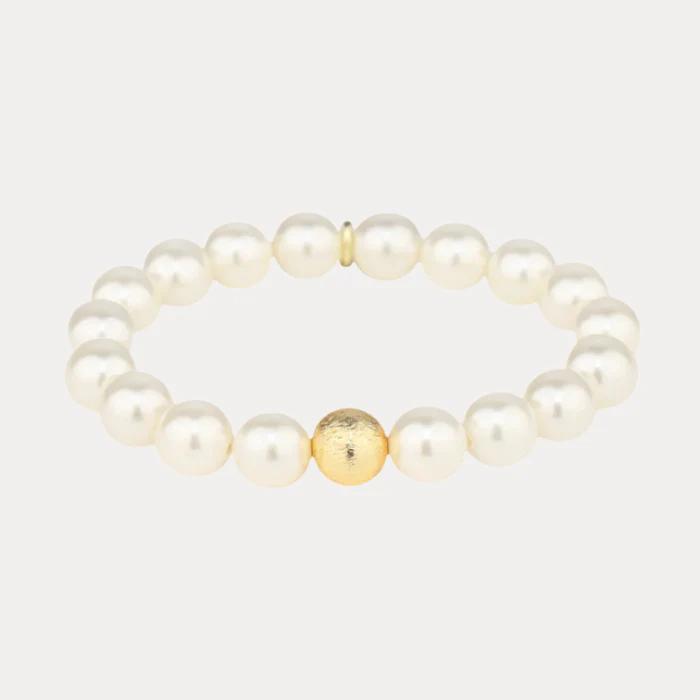 White Pearl Mala Beaded Bracelet by BuDhaGirl