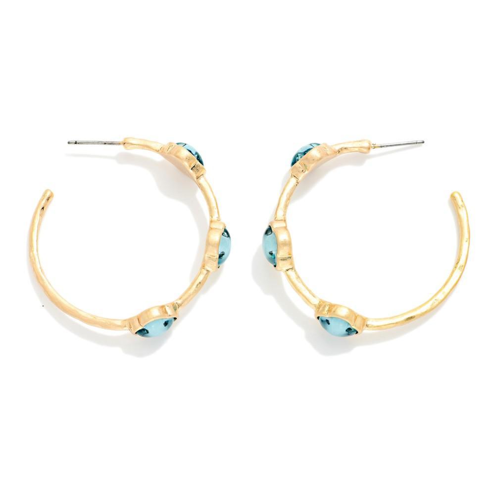 Teal Clover Hoop Earrings