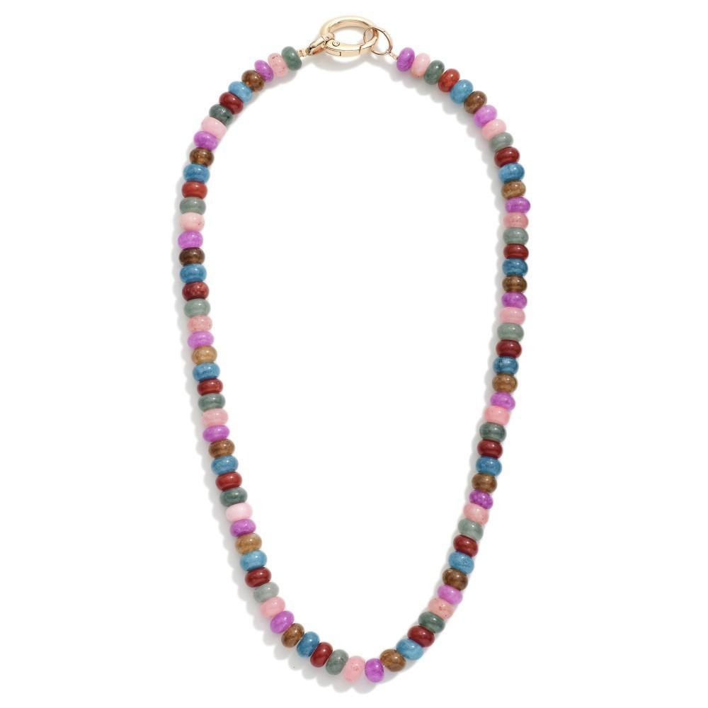 Dark Multi Candy Stone Beaded Necklace