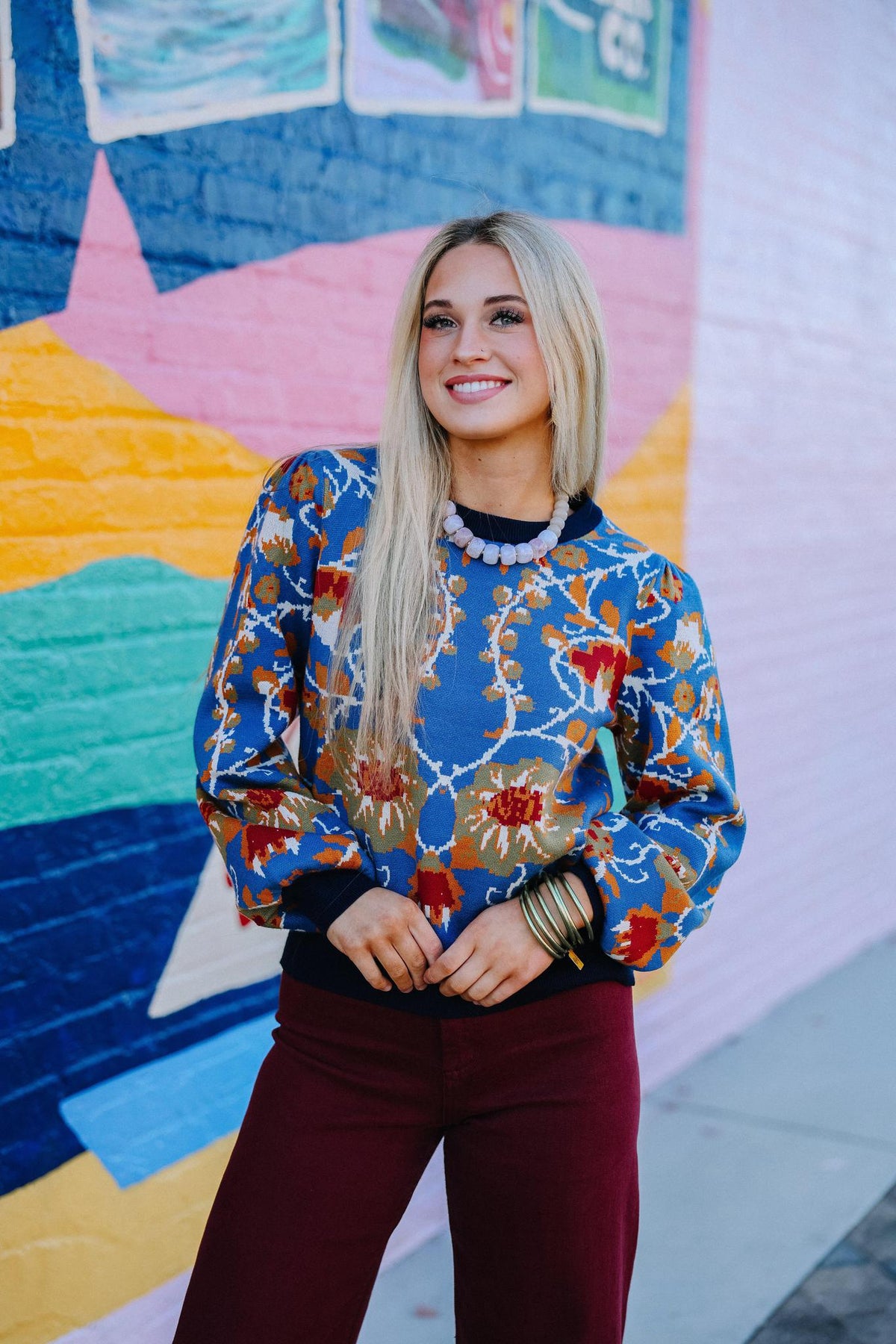 Vintage Floral Knit Sweater