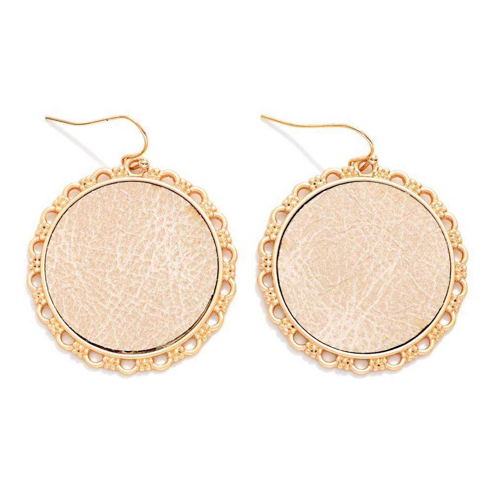 Leather Inlayed Gold Earrings