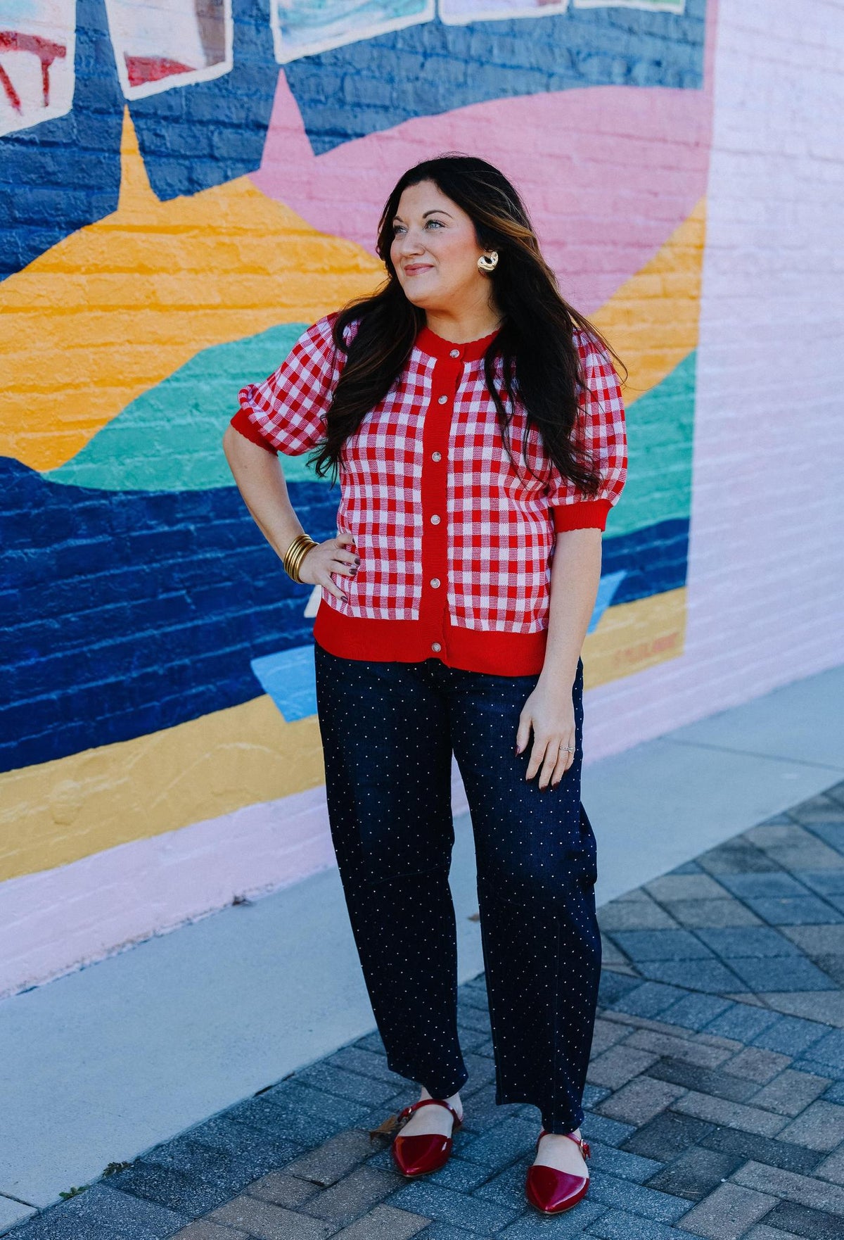 Sweetheart Check Knit Cardigan