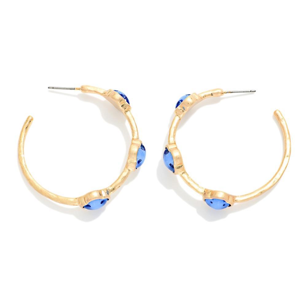 Blue Clover Hoop Earrings