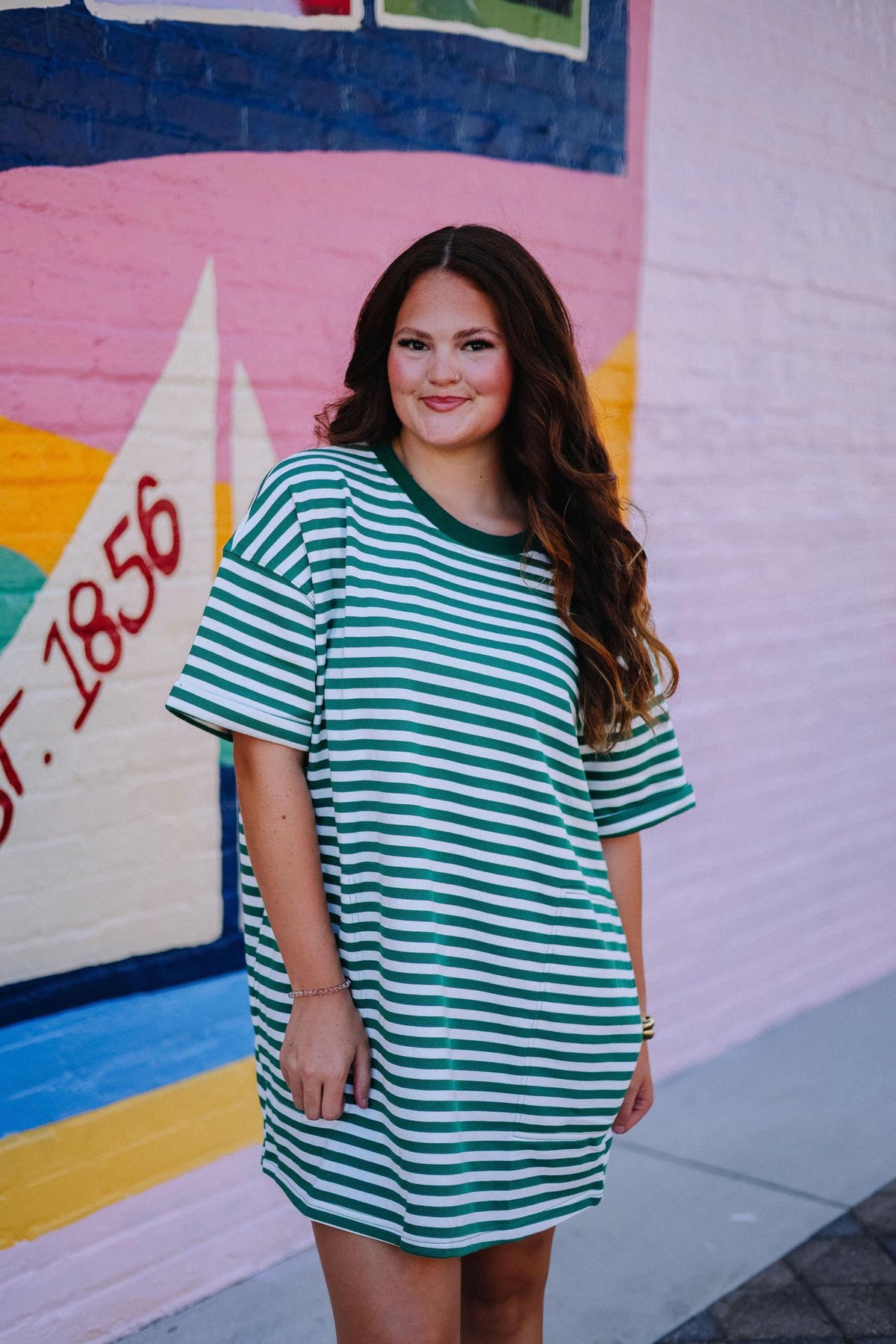 Keep It Casual Mini Dress- Green/Ivory