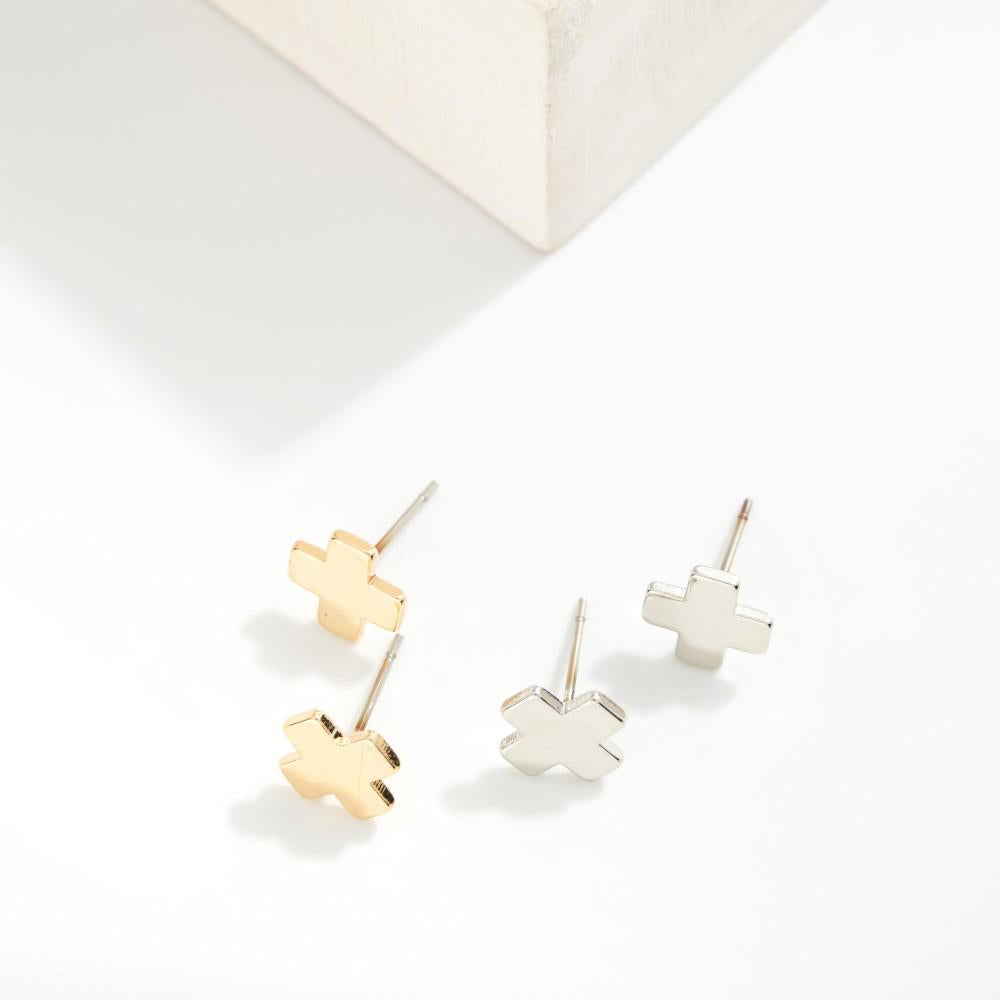 Chunky Cross Stud Earrings