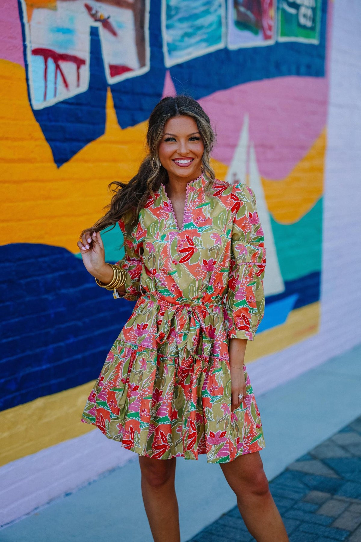 Scalloped Trimmed Floral Mini Dress