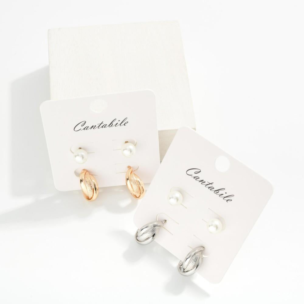 Pearl & Twist Hoop Earrings
