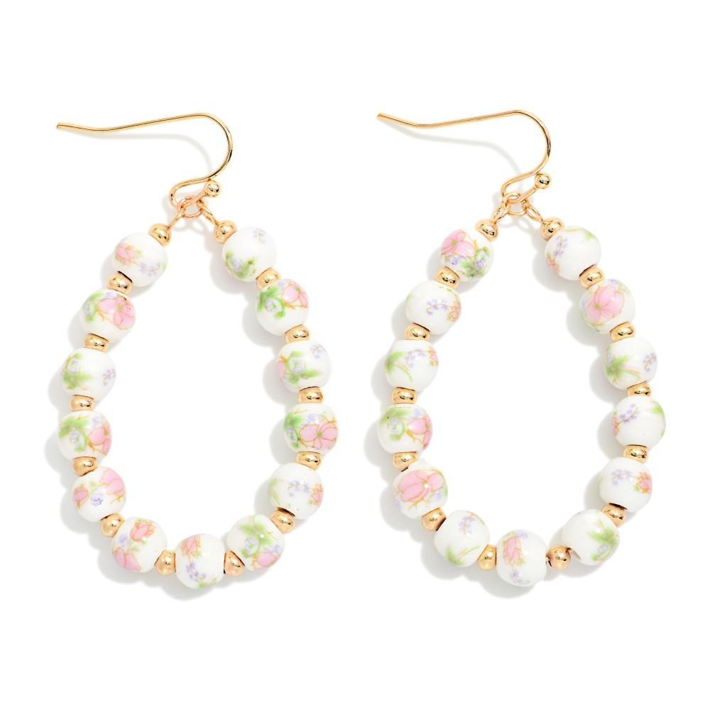 Pink & Green Beaded Earrings