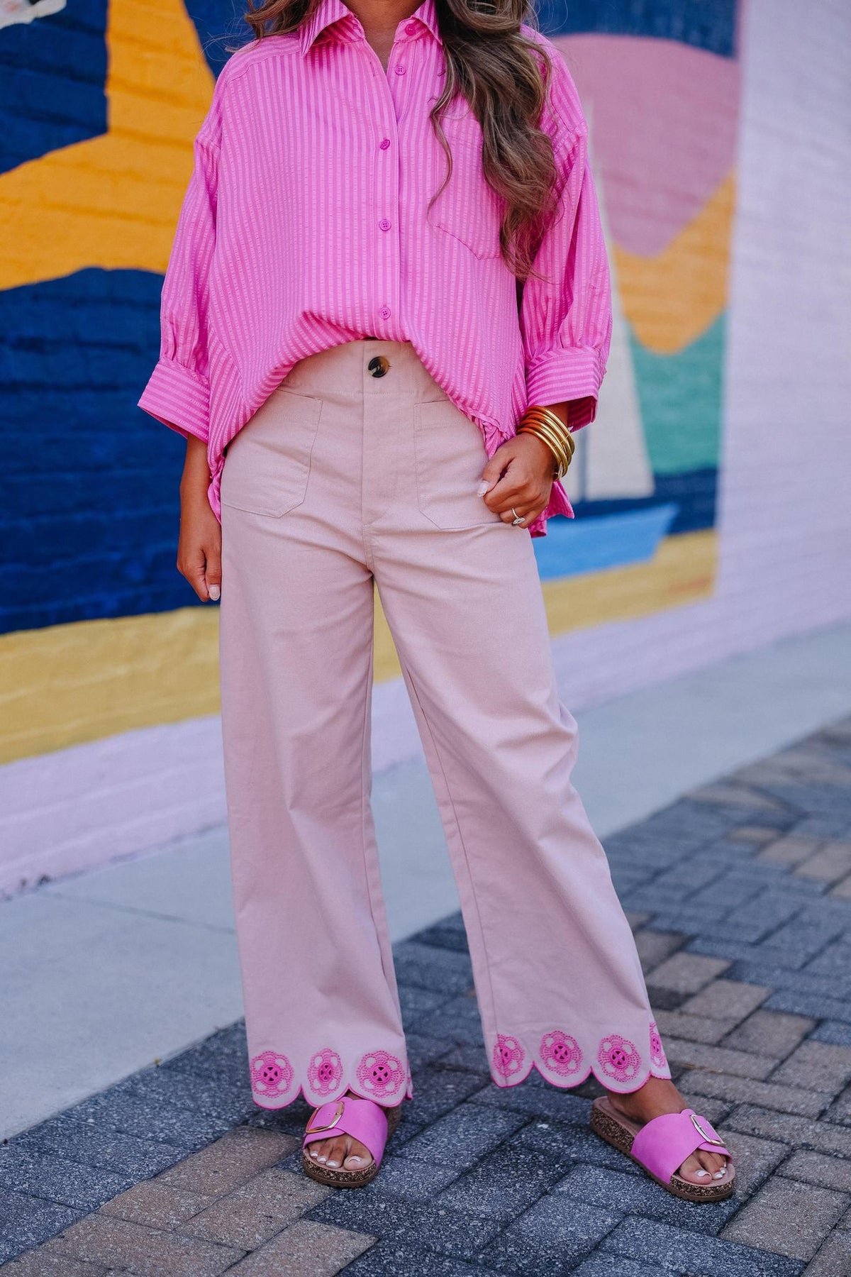 Blush Pink Wide Leg Crop Pants