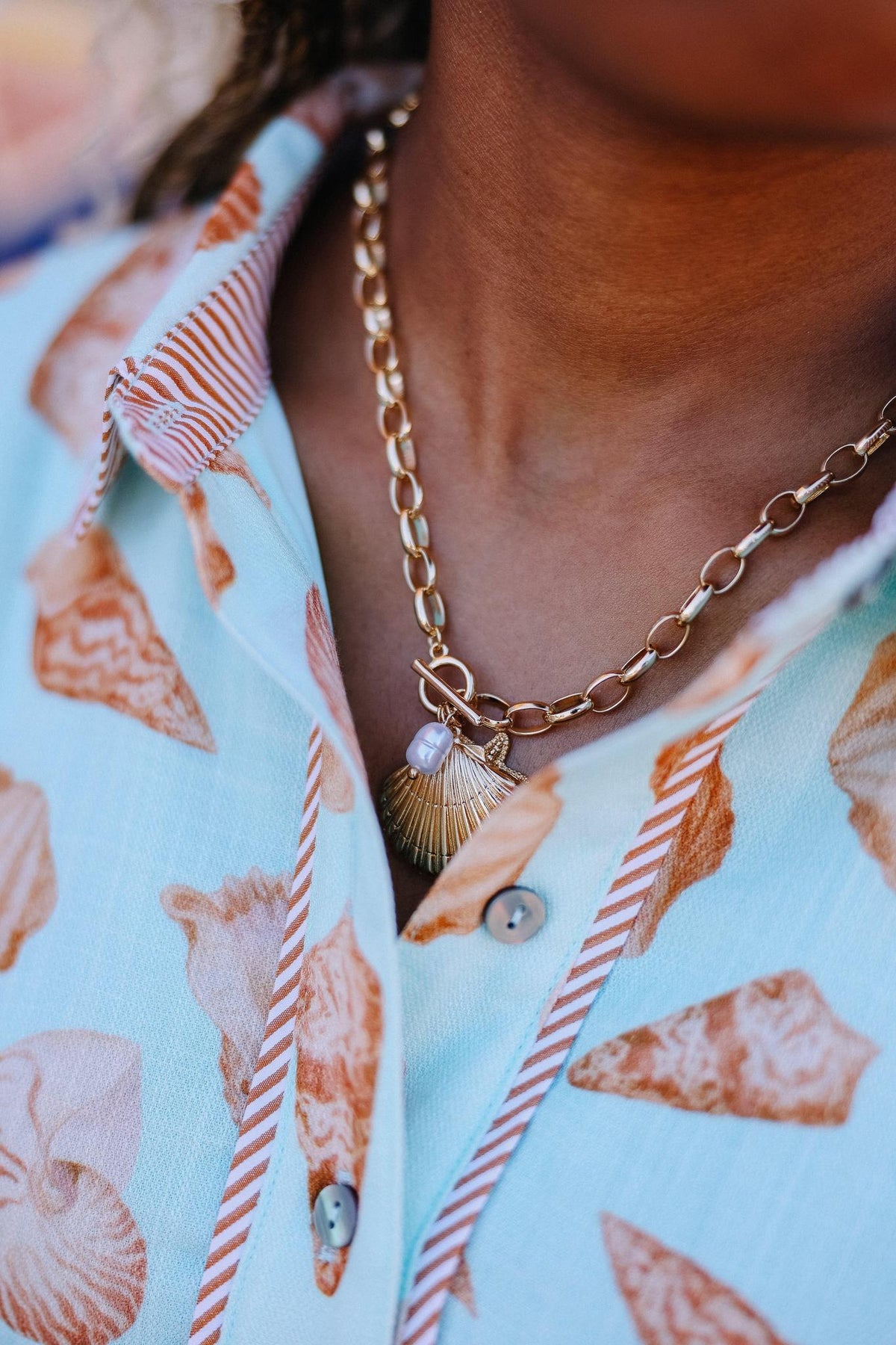 Shell Print Aqua Blue Mini Dress