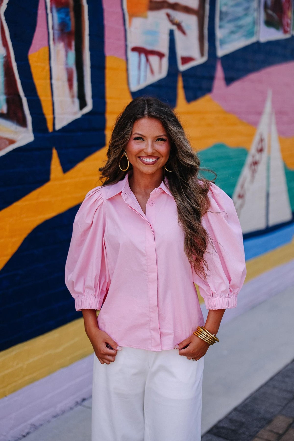 Pink Puff Sleeve Top