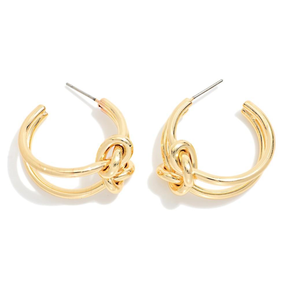 Gold Knotted Hoop Earrings
