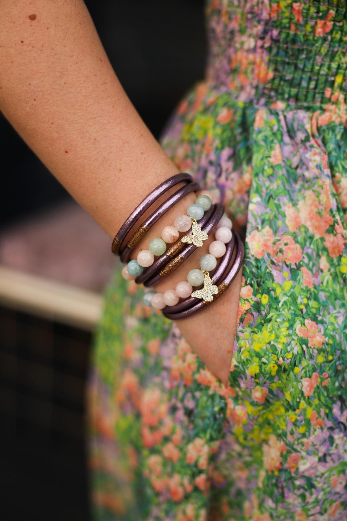 Women's Green Floral Zip Front Midi Dress