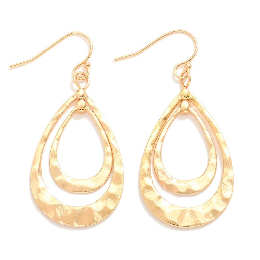 Double Loop Hammered Earrings