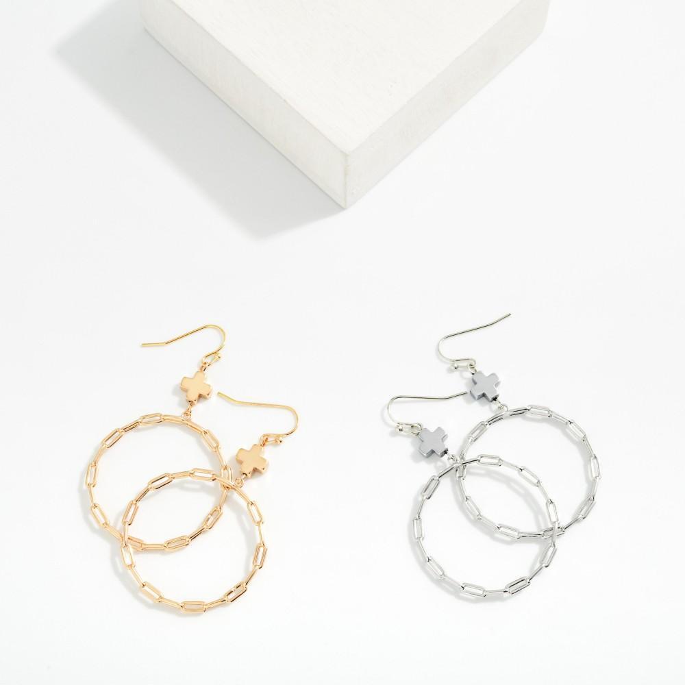 Chain Link Cross Earrings
