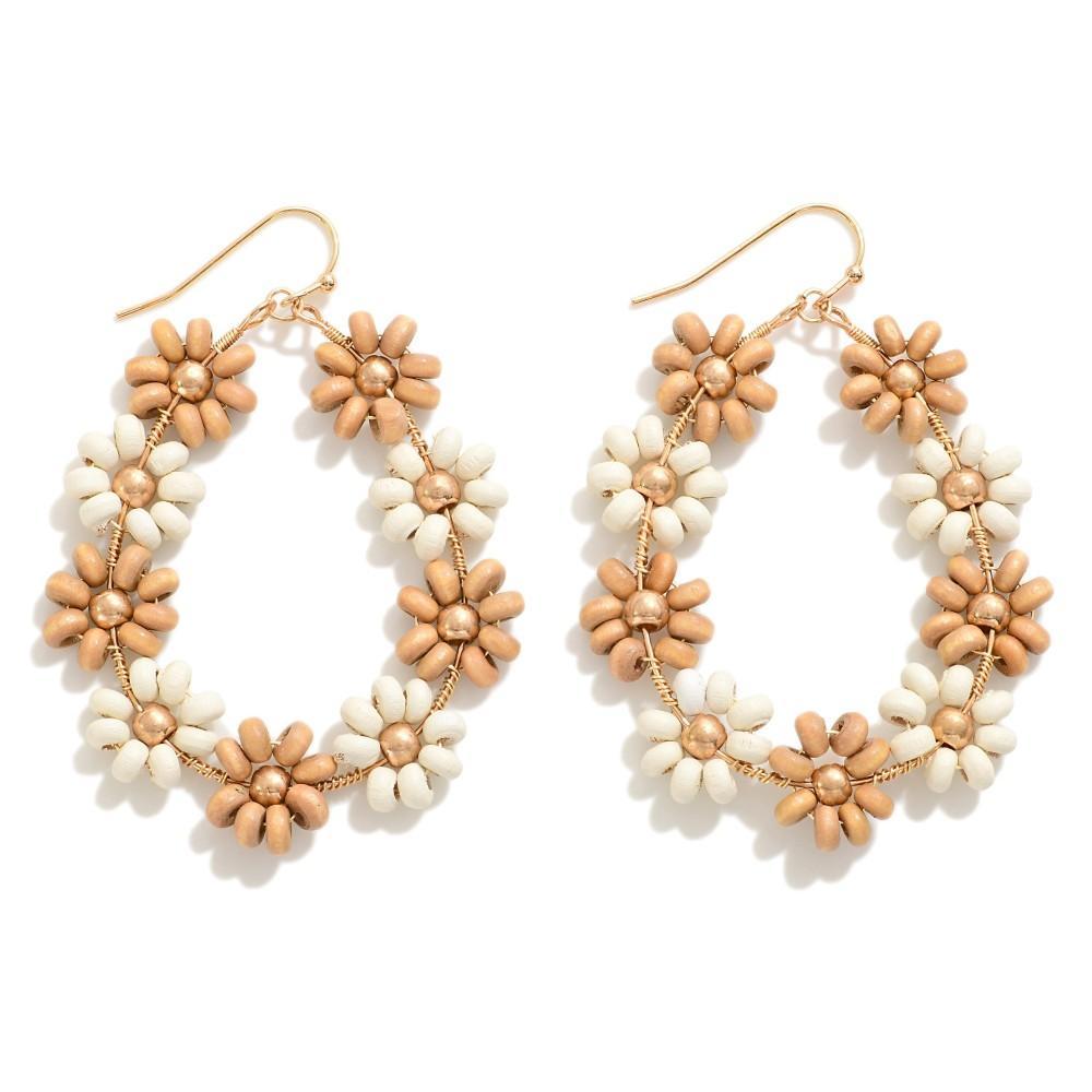 Tan & Cream Flower Earrings