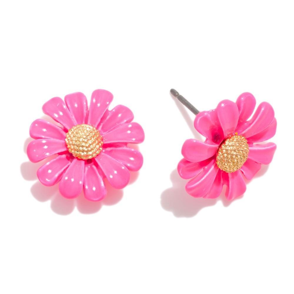 Pink Flower Stud Earrings