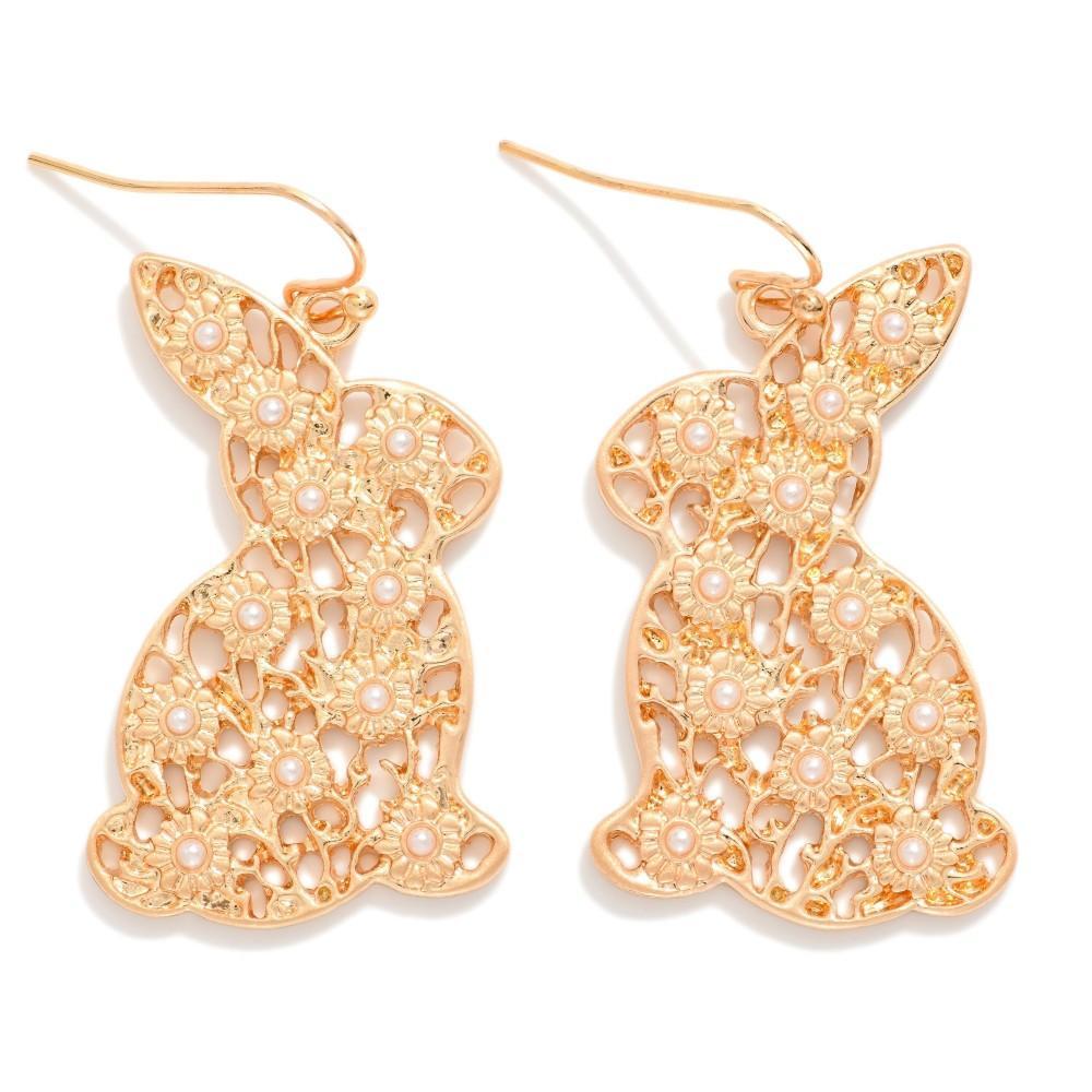 Pearl Accented Bunny Earrings